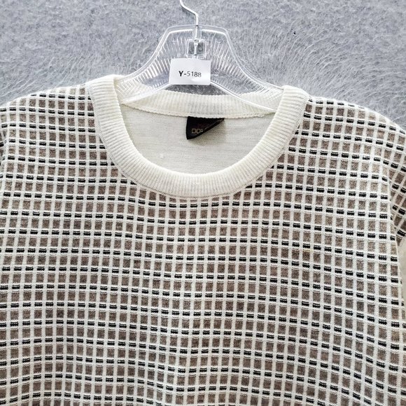 VINTAGE Man Dolfin Men Sweater White Wool Blend Long Sleeve Crew Neck READ - Picture 2 of 10